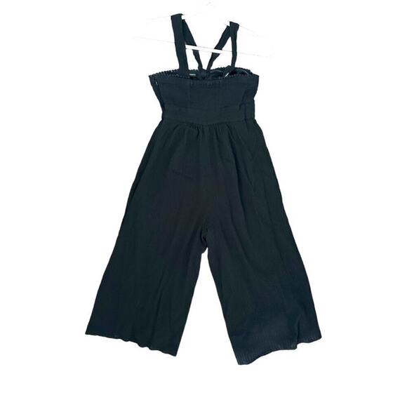 Anthropologie Maeve Sleeveless Halter Top Jumpsuit Women's 2 Black Wide Leg Boho - Picture 2 of 6